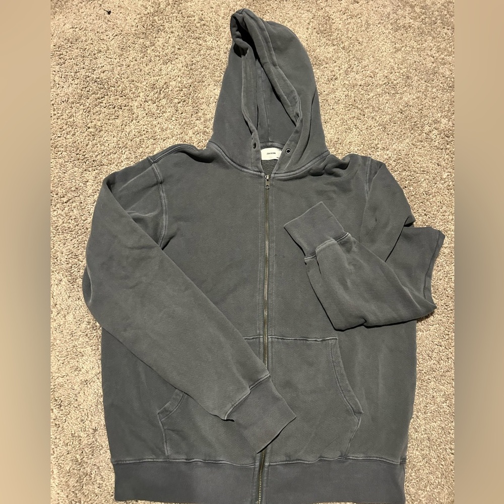 Joah Brown Empire Zip Washed Black One Size Oversized French Terry